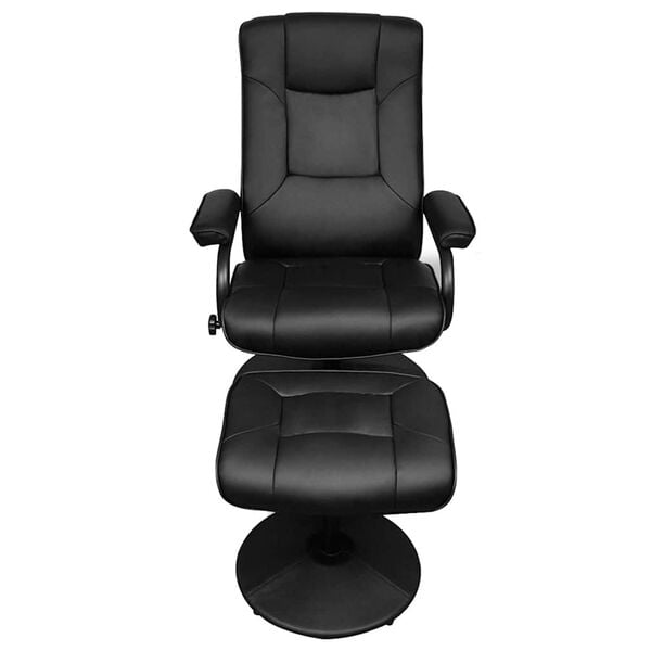 vidaXL Fauteuil TV avec repose-pied Noir Similicuir