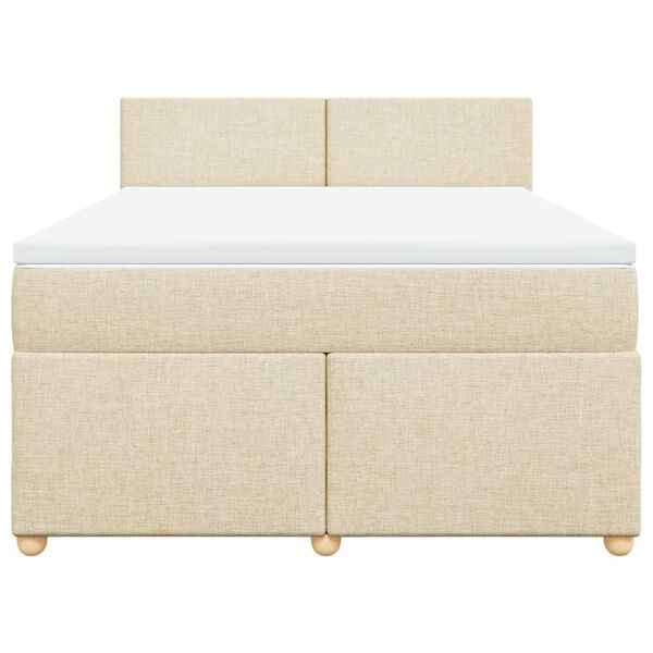 vidaXL Sommier &agrave; lattes de lit avec matelas Cr&egrave;me 140x190 cm Tissu