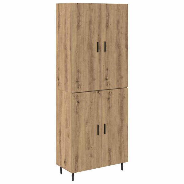 vidaXL Haut Armoire 2 pcs Ch&ecirc;ne artisanal Bois Agglom&eacute;r&eacute; et Verre