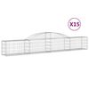 vidaXL Paniers &agrave; gabions arqu&eacute;s 15 pcs 300x30x40/60 cm fer galvanis&eacute;