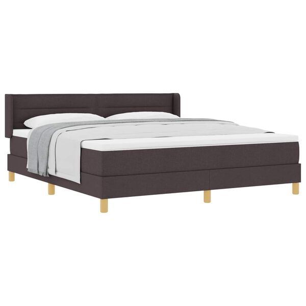 vidaXL Lit &agrave; ressorts avec matelas Marron fonc&eacute; 200 x 180 cm Polyester