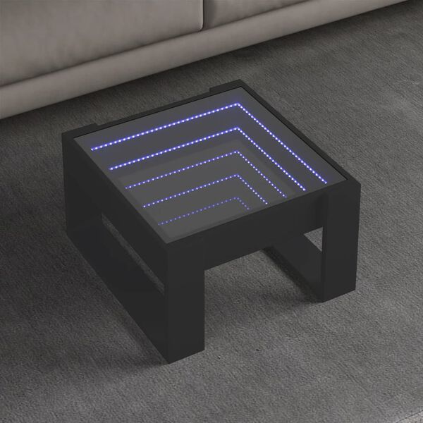 vidaXL Table basse avec LED infini noir 50x53x30 cm