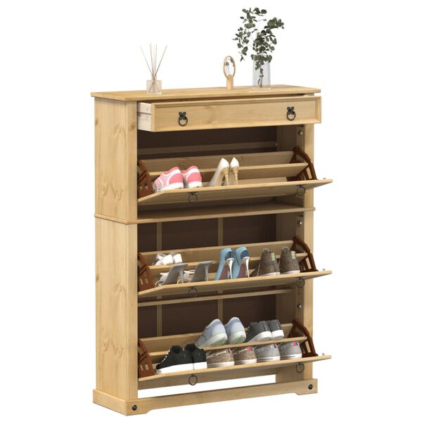 vidaXL Armoire &agrave; chaussures Corona 99x32x138 cm bois de pin massif