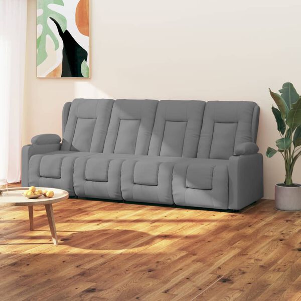 vidaXL Fauteuil inclinable et porte-gobelets 4 places gris similicuir