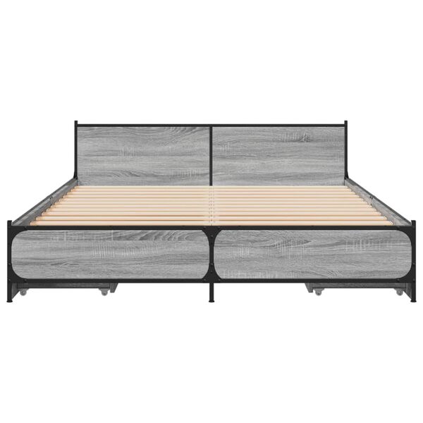 vidaXL Cadre de lit avec tiroirs sans matelas sonoma gris 120x200 cm