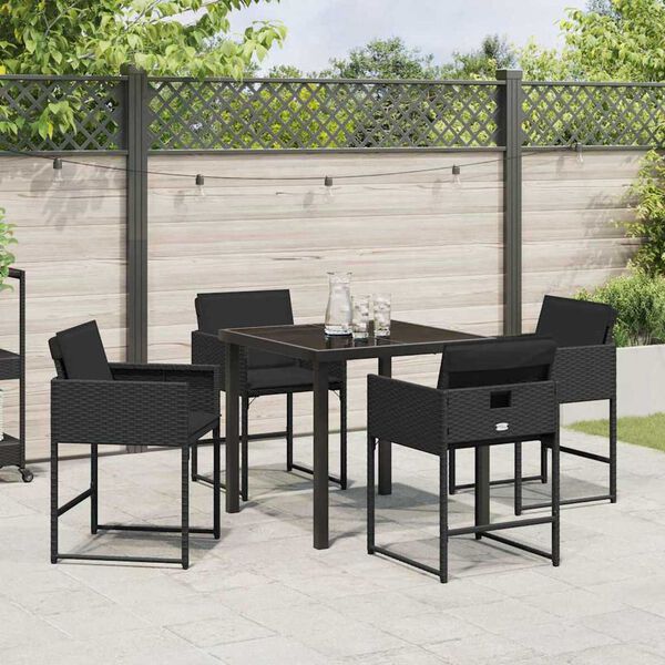 vidaXL Ensemble de salle &agrave; manger pour jardin 5 pcs Noir polyrotin