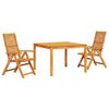 vidaXL Ensemble de salle &agrave; manger pour jardin 3 pc Marron