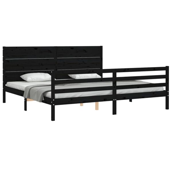 vidaXL Cadre de lit sans matelas noir 200x200 cm bois massif