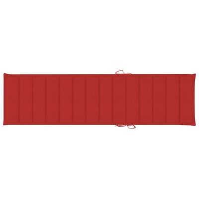 vidaXL Chaises longues lot de 2 avec coussin rouge Bois de teck solide