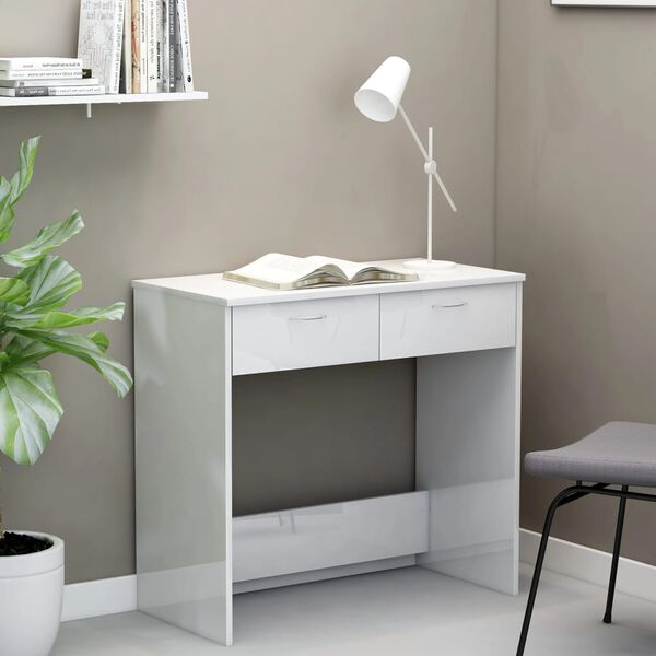vidaXL Bureau Blanc brillant 80x40x75 cm Aggloméré