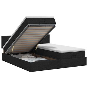 vidaXL Lit ottoman avec matelas avec t&ecirc;te de lit 2 pc Noir Tissu