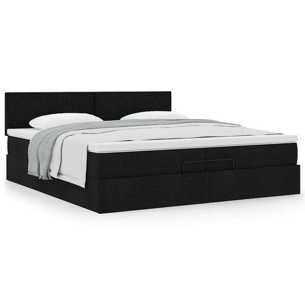 VidaXL Cadre de lit ottoman avec matelas noir 200x200 cm tissu