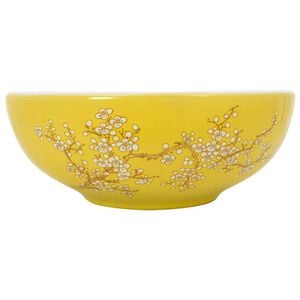 vidaXL Vasque &agrave; poser blanc et jaune rond &Phi;41x14 cm c&eacute;ramique