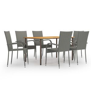 vidaXL Ensemble &agrave; manger de jardin 7 pcs R&eacute;sine tress&eacute;e Gris