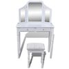 vidaXL Coiffeuse avec miroir et tabouret 2 tiroirs Blanc