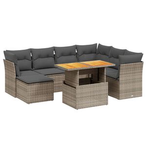 vidaXL Salon de jardin 8 pcs avec coussins gris r&eacute;sine tress&eacute;e