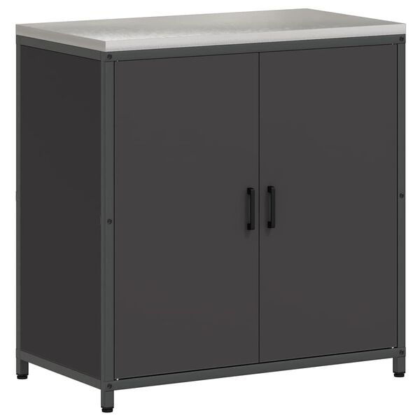vidaXL Rangement de cuisine avec &eacute;tag&egrave;re Noir 60 x 50 x 92 cm Acier