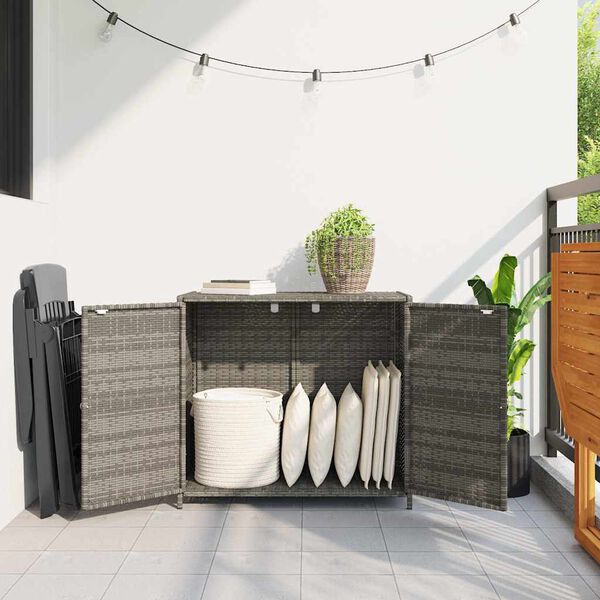 vidaXL Armoire de rangement de jardin gris 83x45x76 cm r&eacute;sine tress&eacute;e