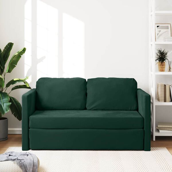 vidaXL Canap&eacute;-lit 2 en 1 vert fonc&eacute; 122x204x55 cm velours