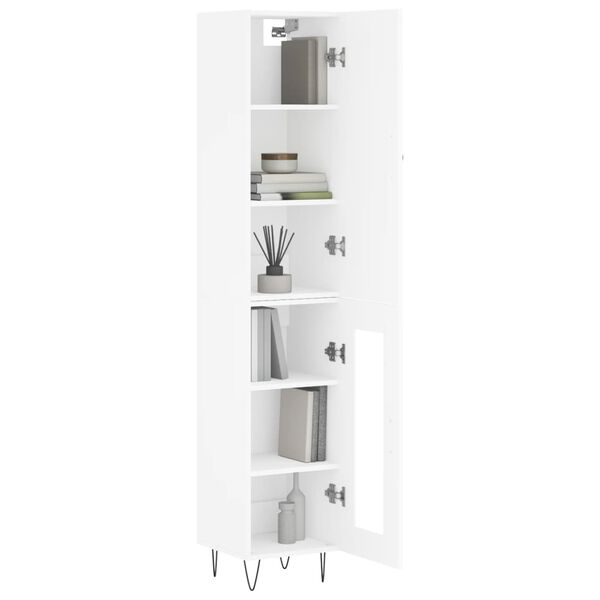 vidaXL Buffet haut Blanc 34,5x34x180 cm Bois d'ing&eacute;nierie