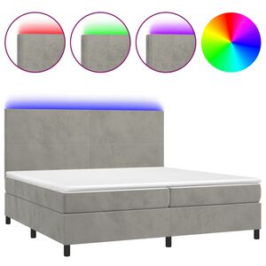 vidaXL Sommier &agrave; lattes de lit avec matelas LED Gris clair 200x200 cm