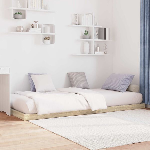 vidaXL Cadre de lit sur&eacute;lev&eacute; Sonoma 100 x 200 cm Bois d'ing&eacute;nierie