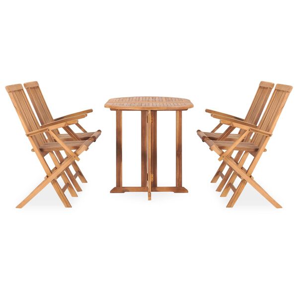 vidaXL Ensemble &agrave; manger d'ext&eacute;rieur pliable 5 pcs Bois solide de teck