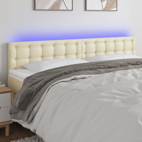 vidaXL T&ecirc;te de lit &agrave; LED Cr&egrave;me 180x5x78/88 cm Similicuir