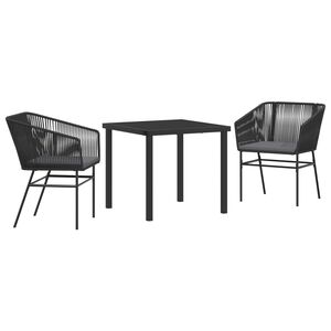 vidaXL Ensemble de salle &agrave; manger pour jardin avec coussin 3 pcs Noir
