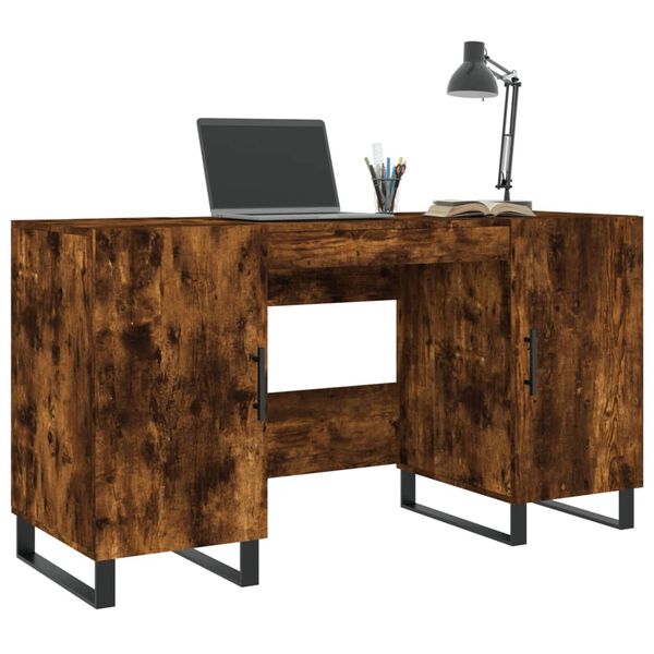 vidaXL Bureau chêne fumé 140x50x75 cm bois d'ingénierie