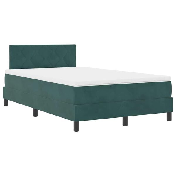 vidaXL Lit &agrave; ressorts avec matelas Vert fonc&eacute; 120 x 200 cm Velours