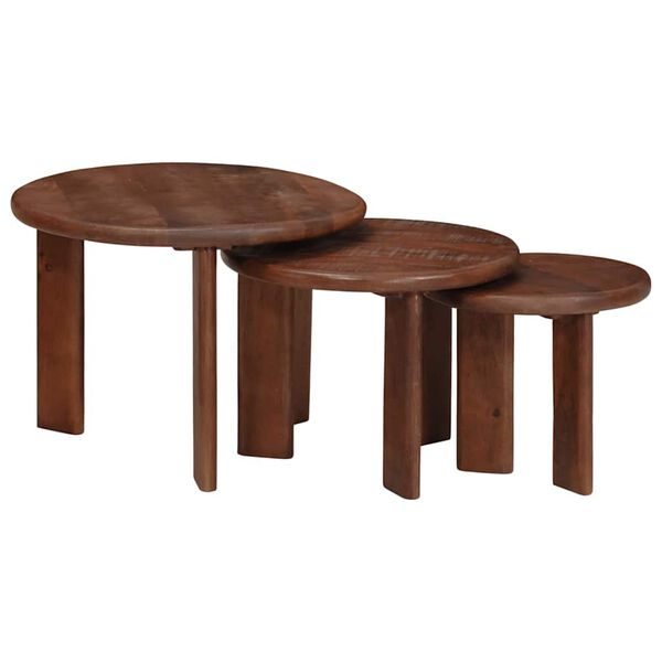 vidaXL Tables basses gigognes 3 pcs Marron fonc&eacute; Bois de mangue massif