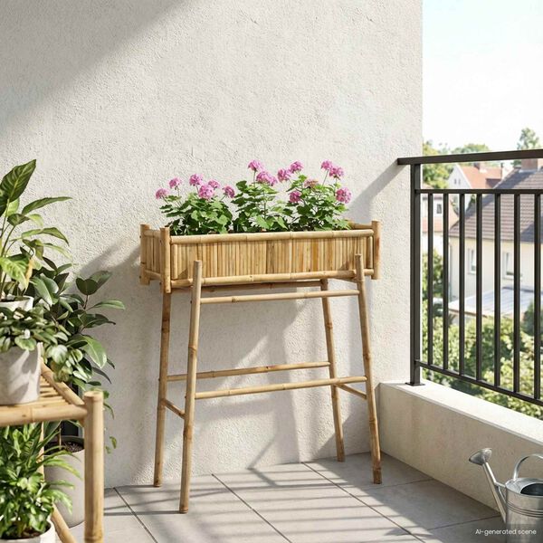 vidaXL Jardini&egrave;re avec support Naturel 100 x 38 x 114 cm Bambou
