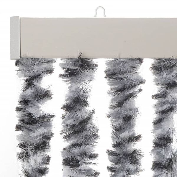 vidaXL Rideau anti-mouches gris et noir et blanc 118x220 cm chenille