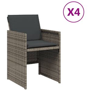 vidaXL Chaises de jardin avec coussins lot de 4 gris r&eacute;sine tress&eacute;e