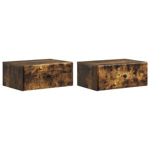 vidaXL Cabinet de chevet mural 2 pcs Ch&ecirc;ne fum&eacute; 49 x 34,5 x 20 cm