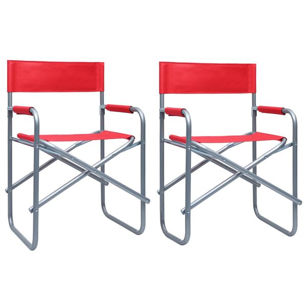 vidaXL Chaises de metteur en sc&egrave;ne lot de 2 Acier Rouge