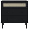 vidaXL Commode SENJA aspect de rotin noir bois de pin solide