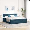 vidaXL Cadre de lit ottoman avec matelas bleu fonc&eacute; 200x200 cm velours