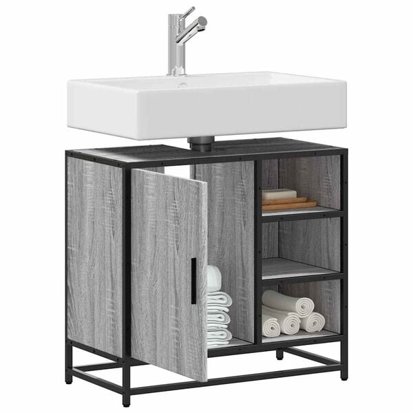 vidaXL Armoire de lavabo de salle de bain sonoma gris 65x33x60 cm