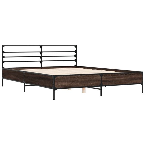 vidaXL Cadre de lit sans matelas ch&ecirc;ne fum&eacute; 160x200 cm