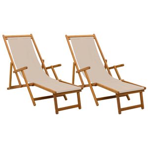 vidaXL Chaise longue pliante 2 pcs 3 Position Bois d'eucalyptus massif