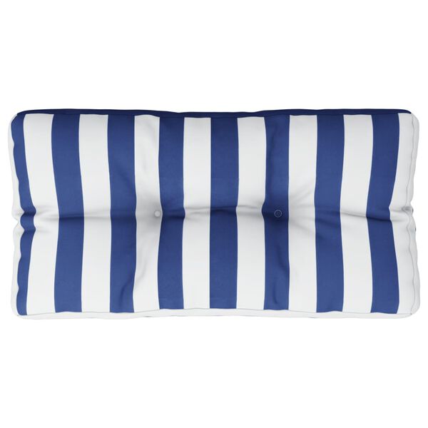 vidaXL Coussin de palette rayures bleues et blanches 70x40x12 cm tissu