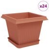 vidaXL Pots de plantes 24 pcs Rouge brique 20 x 20 x 16 cm Plastique