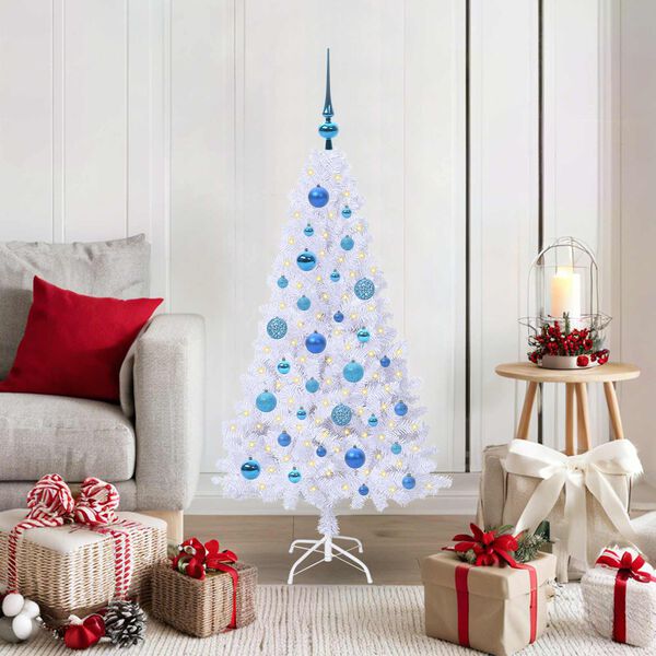 vidaXL Sapin de Noël artificiel avec 150 LED Blanc 120 cm PVC et Acier