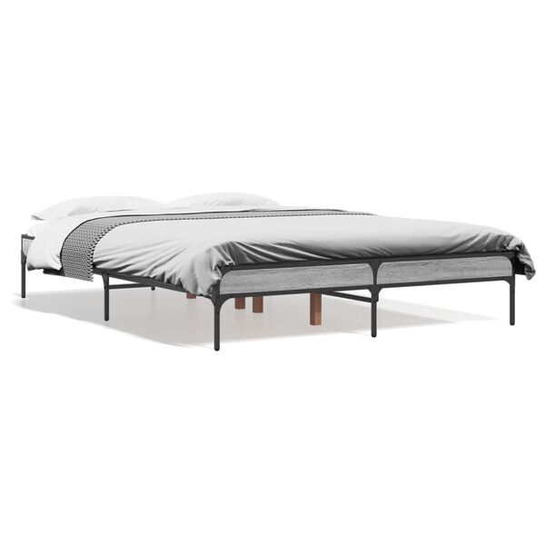 vidaXL Cadre de lit sans matelas sonoma gris 135x190 cm