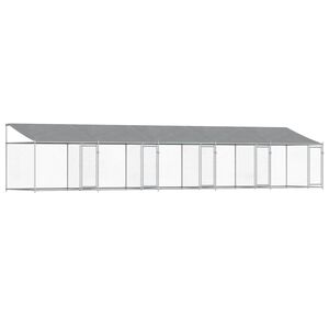 vidaXL Cage pour chien avec toit/portes gris 10x2x2 m acier galvanis&eacute;