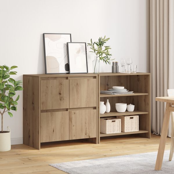 vidaXL Buffet 2 pcs Ch&ecirc;ne artisanal 70 x 41 x 75 cm Bois d'ing&eacute;nierie