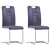 vidaXL Chaises &agrave; manger cantilever lot de 2 gris similicuir daim