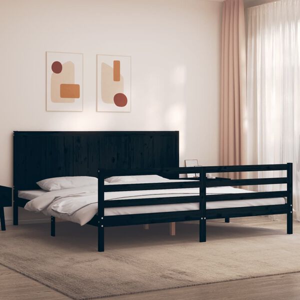 vidaXL Cadre de lit sans matelas noir 200x200 cm bois massif